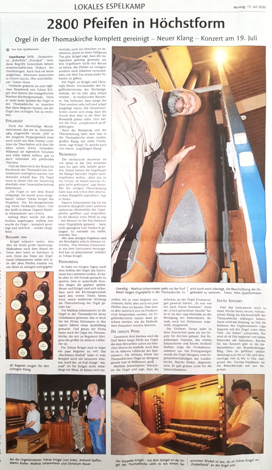 Westfalenblatt vom 13.07.2020 Westfalenblatt vom 13.07.2020